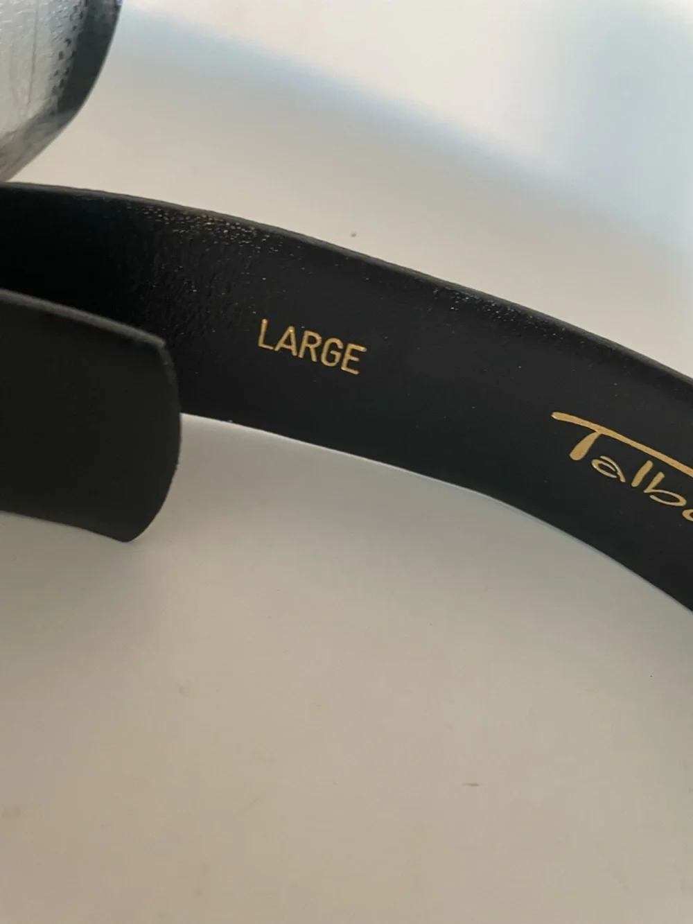Talbots Black Textured Leather Belt with Gold Buckle